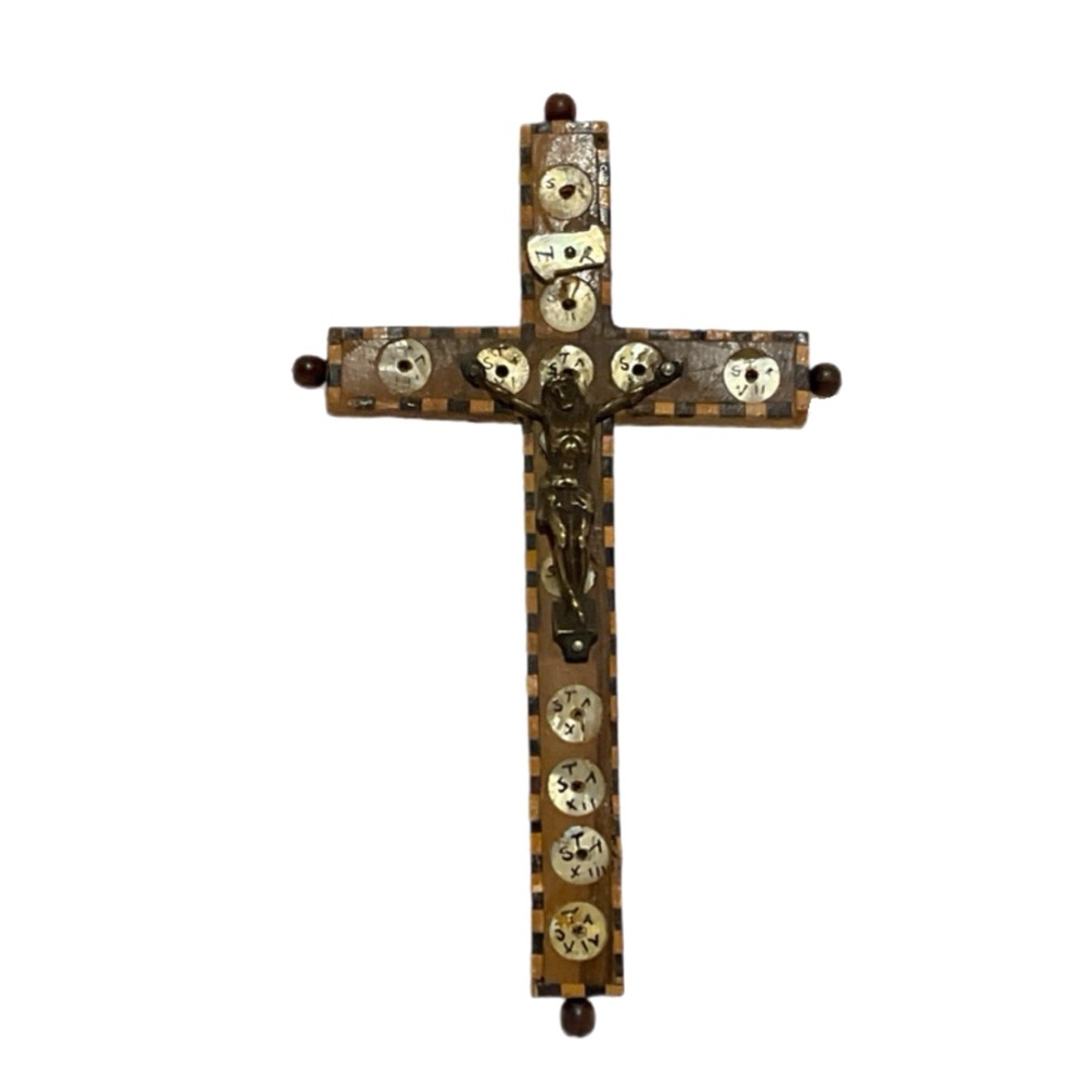 Wood Crucifix - Replica of 19th Century Reliquary Crucifix
